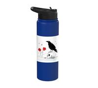 Gothic Romance Raven Perched On Skull Art Stainless Steel Insulated Water Bottle