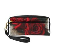 Gothic Rose 1 Printed Leather Makeup Bags with Wrist Strap Portable Travel Toiletry Bag Cosmetic Organizer Bag for Women