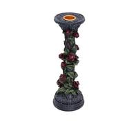 Gothic Rose Candlestick 20.4cm - Ornate Floral Candle Holder (Scarlet) | Ornate Gothic Rose Candlestick with Sculpted Vines and Floral Detailing