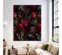 Gothic Rose Canvas Painting, Secret Garden Wall Art, 31X47In - Bordeaux Red, Unframed, Poster Canvas Painting - Living Room Bedroom Kitchen Office Dining Room Decorative