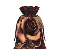 gothic Rose Christmas New Year Candy Gift Bags S Size Drawstring Bags for Kids Xmas Holiday Xmas Eve Presents