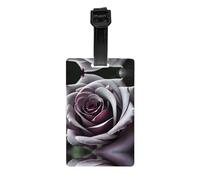 Gothic Rose Flower Print Luggage Tag â€“ Full-Back Privacy Cover Suitcase ID Label for Women & Men, PVC Travel Name ID Tag