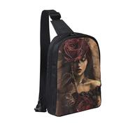Gothic Rose Girl Printed Chest Bag Sling Bag for Men Women, Waterproof Crossbody Backpack Men Bag for Runner Workout Hiking Cycling Travel