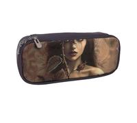 Gothic Rose Girl Printed Pu Leather Pencil Case Box Flip Pen Bag and Makeup Cosmetic Holder for Girls Boys School Students