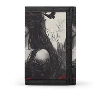 Gothic Rose Horror Dark Wallet for Men Slim Minimalist Tri-fold ID Window 9-13 Cards