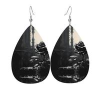 Gothic Rose Leather earrings, European and American style earrings for young women, birthday gifts/Valentine's Day gifts