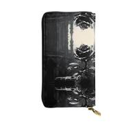 Gothic Rose Long leather wallet, portable credit card holder, zippered coin purse, and ID compartment
