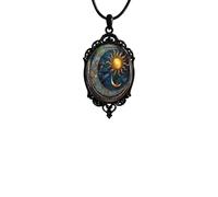 Gothic Rose Pendant Necklace Bat Pendant Vampire Crow Moon Witch Victorian Mystic Jewelry Halloween Accessories for Women, Adjustable, Zinc, No Gemstone