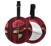Gothic Rose Print 1/2/4pcs Luggage Tags,Round Leather Travel Suitcase Labels with Privacy Name Address Card