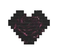 Gothic Rose Print Building Brick Puzzles, Family Keepsake Romantic Home Decor Anniversary Birthday Gifts