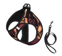 gothic Rose print Dog Harness, 2X Buckle,Dog Vest,No Pulling Front Leash Clip,for Small Medium Dogs