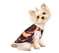 gothic Rose print Dog Shirts for Small Dogs Stretchy T-Shirts Lightweight Tank Top Sleeveless Striped Vest
