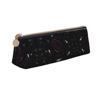 Gothic Rose Print Leather Pencil Case Large Capacity Pencil Pouch Pencilbag Pouch with Zipper Pen Holder