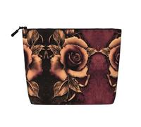 Gothic Rose Print Makeup Bag for Women,Portable Cosmetic Bag Toiletry Bag, Capacious Travel Makeup Organizer