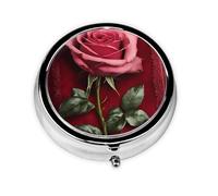 Gothic Rose Print Pill Box for Pocket Round Pill Box 3 Compartment Decorative Portable Travel Pill Holder Tablet Vitamin Organizer Mini Pill Case(2pcs)