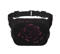 gothic Rose Print Square Double Layer functionality Waist Bag Unisex Crossbody Pack Travel Workout, Black, One Size