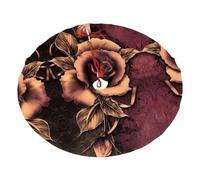 gothic Rose Printed 36" Fluffy Christmas Tree Skirt with Tie Closures Felted Polyester Xmas Tree Mat for Holiday Party Decor