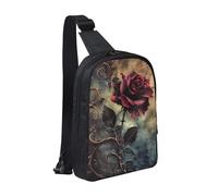 Gothic Rose Printed Chest Bag Sling Bag for Men Women, Waterproof Crossbody Backpack Men Bag for Runner Workout Hiking Cycling Travel