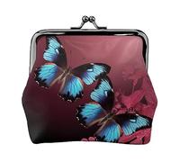 Gothic Rose Printed Coin Purse For Women Wallet Bag Pu Leather Change Pouch Kiss-Lock Vintage Pouch, Beautiful Butterflies, One Size, Vintage