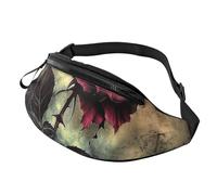 Gothic Rose Printed Fanny Pack for Men Women Crossbody Waist Bag Pack Bum Bag with Adjustable Strap for Hiking Running Travel Cycling