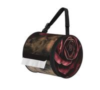 Gothic Rose Printed Hanging Tissue Box Holder | Round Tissue Box Cover, Portable Paper Holder with Pocket for Car Bathroom Office Camping Travel Decor