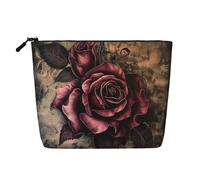 Gothic Rose Printed Make up Bag Linen Toiletry Bag Personalized Travel Makeup Cosmetic Bag for Women Mom