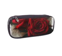 Gothic Rose Printed Pu Leather Pencil Case Box Flip Pen Bag and Makeup Cosmetic Holder for Girls Boys School Students