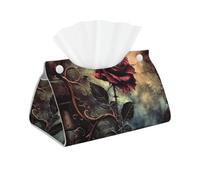 Gothic Rose Printed Tissue Box Cover Modern Leather Rectangular Tissue Box Holder Tabletop Decorative Organizer for Home Office Car