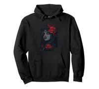 Gothic Rose Queen, Dark Fantasy Woman & Red Roses Pullover Hoodie