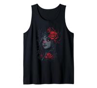 Gothic Rose Queen, Dark Fantasy Woman & Red Roses Tank Top