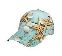 Gothic Rose Unisex Denim Baseball Cap, Adjustable Hat Fits Men Women Daily Life,Cycling,Outdoor Activities, Starfish and Shells, One Size