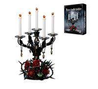 Gothic Roses Candelabra Building Set for Adults, Halloween Indoor Decor | 5-Branch Candle Holder, Romantic Flowers Candelabra Model Bricks with Thorny Floral Base, Collectible Gift for Teens 906PCS