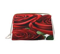 (Gothic Roses) Print Pu Leather Makeup Bag with Zipper Pocket Compact Organizer for Travel/Purse