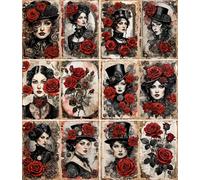 Gothic Roses Rice Paper, 20 x 26.5cm (6 Sheets) - 6X Decoupage Papers for Collage, Mixed Media, Card Making & Crafts, Decoupage by CRAFT KREATIVELY