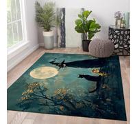 Gothic Rug 120x150 Black Cat and Owl Night Horror Halloween Area Rugs Modern Soft Non Slip Machine Washable Rugs for Living Room Bedroom Haunted House Vintage Style Holiday Decor Indoor Carpet