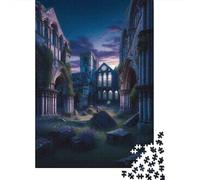 Gothic Ruins at Night Adult 1000-Piece Jigsaw Puzzle, 70x50cm/1000pcs; Smooth White Cardboard Pieces; Easy to Revisit Throughout The Week