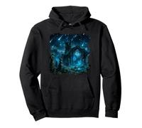 Gothic Ruins Meteor Shower Celestial Fantasy Design Pullover Hoodie
