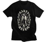 Gothic Santa Muerte 13 T Shirts Men Cotton Lady of Holy Death T-Shirt Mexican Skull Tee Short Sleeve Streetwear Hip Hop Tshirt-Black M