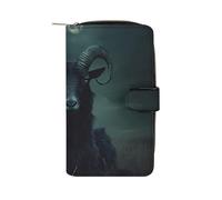 Gothic Satan Black Goat Cute Wallet PU Leather Purse Card Holder Long Coin Clutch Suitable for Men Women