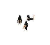 Gothic Sculptures Set of 3 - Hooded Figurines Gothic Decor for Bookshelf, Mysterious Black Robe Resin Statues for Table, Desk, or Mantle Decoration