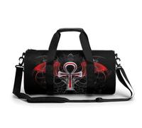 Gothic Silver Ankh Vampire with Red Wings Gym Bag Durable Travel Weekender Duffel Bags for Men Women