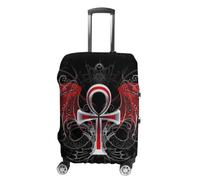Gothic Silver Ankh Vampire with Red Wings Suitcase Cover Travel Luggage Covers Protector Accessories for Women Men