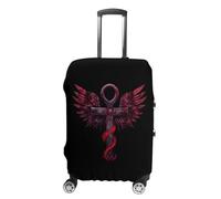 Gothic Silver Ankh Vampire with Red Wings Travel Luggage Cover Washable Anti-Scratch Baggage Suitcase Protector XL