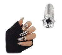 Gothic Silver Finger Tip Rings Trendy Plaid Nail Rings Jewelry Simple Zircon Open Knuckle Rings for Women Bar Dress up Style 1