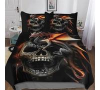 Gothic, Skeleton 3D Comforter Cover Set - Brushed Microfibre Bedding Set Duvet Cover with Pillowcases, Soft Poly Cotton Quilt Cover 2 PCs For Boys, Girls And Teenagers Single (135x200cm)