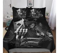 Gothic, Skeleton 3D Printed Bedding Duvet Cover 2 PCs Set for Kids Boys Teens Bedroom Quilt Cover Soft Microfiber Comforter Cover with Pillowcase Single (135x200cm)