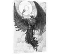 Gothic Skeleton Angel Puzzles for Adults Intricate Black White Art with Large Wings Sun Rays&Floating Halo Ideal for Halloween Decor Dark Art Enthusiasts Gift Adult Game Night_500pcs