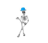 Gothic Skeleton Brooch Retro Ghost Skeleton Lapel Pin Colorful Skull Cap Collar Pin Punk Style Ghost Skeleton Brooch Jewelry for Women(Blue)