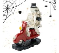 Gothic Skeleton Couple Statue - Halloween Skeleton Riding Motorcycle | Statue with Intricate Carved Details | Tabletop Display Crafts Suitable for Halloween Decor Gothic Home Collection