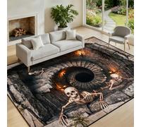 Gothic Skeleton Dungeon Rug 80x150cm 3D Illusion Abyss Skeleton Carpet | Halloween 3D Skeleton Dungeon Optical Illusion Rug Horror Gothic Home Decor for Boys Gamer Room Decor